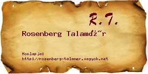 Rosenberg Talamér névjegykártya